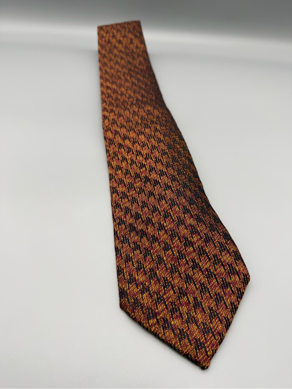 Chanel Tweed Tie in Rust and Burgundy